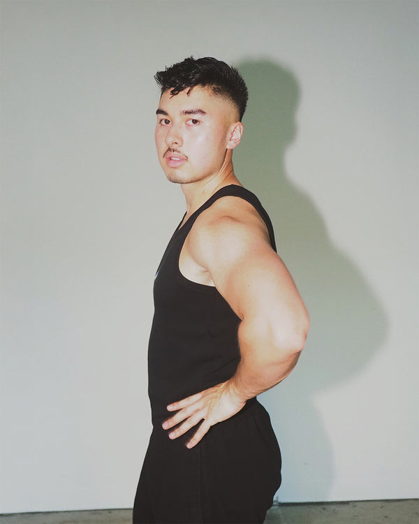 Eco-friendly organic cotton gym tank for men.