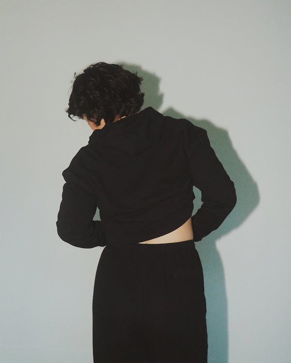Premium women’s sustainable cotton cropped hoodie.